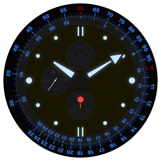 Premium-Zifferblatt Chronograph von ChronoSet im dunklen Modus
