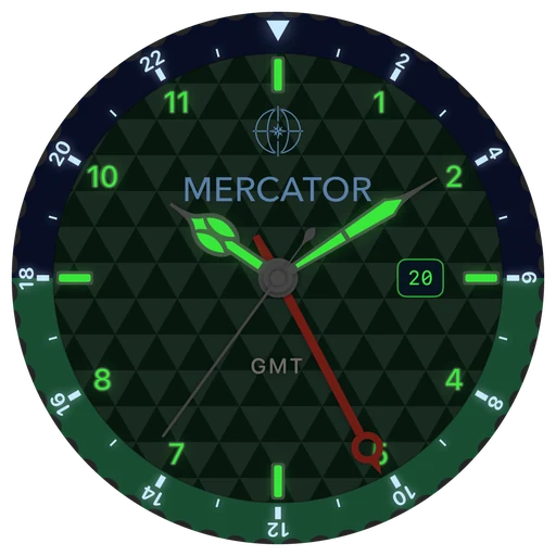 ダークモードの ChronoSet GMTウォッチフェイス